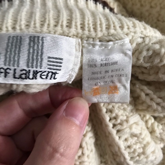 Jeff Laurent Cream and Brown Knitted Winter Sweater Vintage 90’s Y2K - Picture 15 of 16